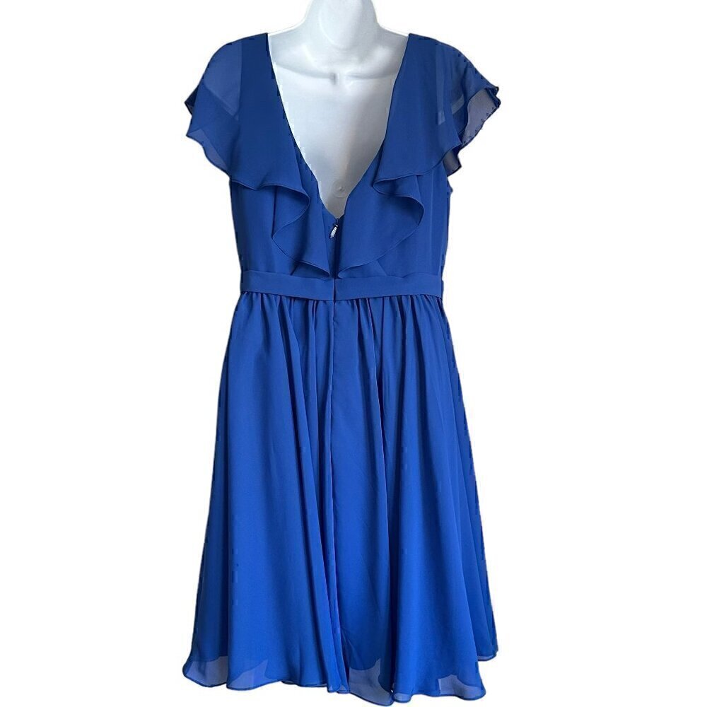 JJs House Chiffon Royal Blue Ruffle Top Knee Length Dress - Size 10 - Picture 2 of 5